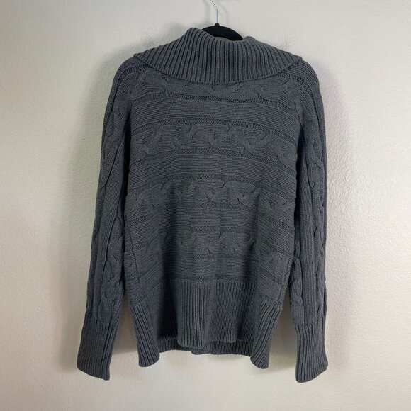 NEW $129 Talbots Womens XL Gray Cable Knit Jacket Cardigan Snap Button Up - Picture 13 of 14